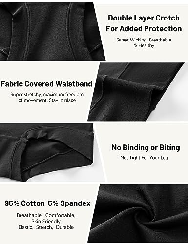 Molasus Womens Cotton Boy Shorts Panties Ladies High Waisted Full Coverage Stretch Underwear Multipack(Regular&Plus Size)4