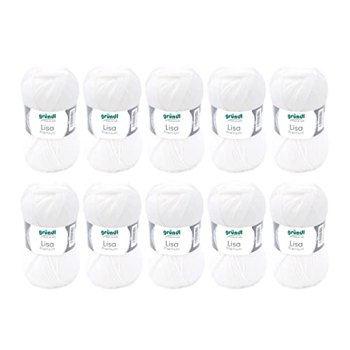 Fil à tricoter et à crocheter Gründl Lisa Premium Uni (doux et se...