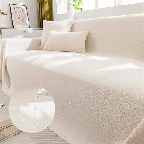 Housse de canapé réversible blanche imperméable antidérapante
