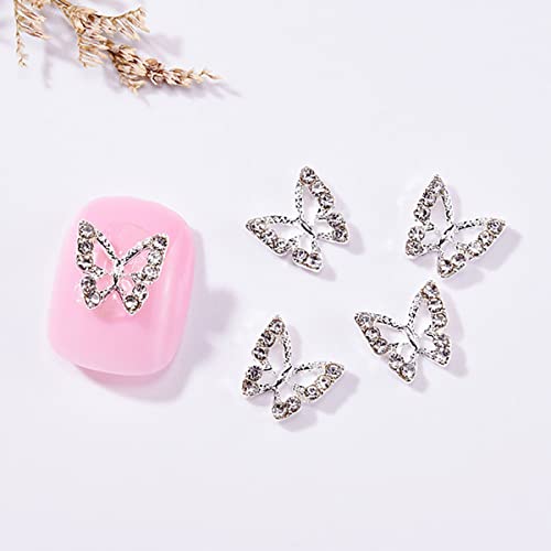 Butterfly Nail Charms Silver Butterfly Nail Gems 3D Metallic Butterflies Nail Rhinestones For Acrylic Nails Designs Shiny Butterfly Crystal Charms For Women Girls Nail Art Supplies Decoration 20Pcs #TOP5