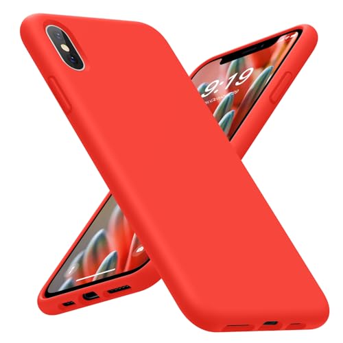 OUXUL Case for iPhone X/iPhone Xs Case Liquid Silicone Gel Rubber Phone Case,iPhone X/iPhone Xs 5.8 Inch Full Body Slim Soft Microfiber Lining Protective Case(Black)