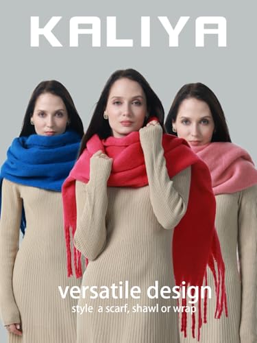 kaliya Winter Scarf for Women Plaid Blanket Shawl Wraps Warm Chunky Scarfs Colorful Oversized Large Scarves Men Women Scarf4