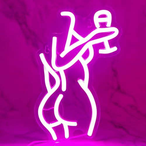 Image of Sexy Lady Back Neon Sign, Led Night Light Pink Woman Neon Light for Bedroom Man Cave Bar Gaming Room Wall Art Decor Gifts