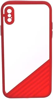 جراب من المطاط الصلب لايفون XS كود 28 لون احمر وشفاف حافظة بسيطة iPhone 13 ايفون اكس Pro