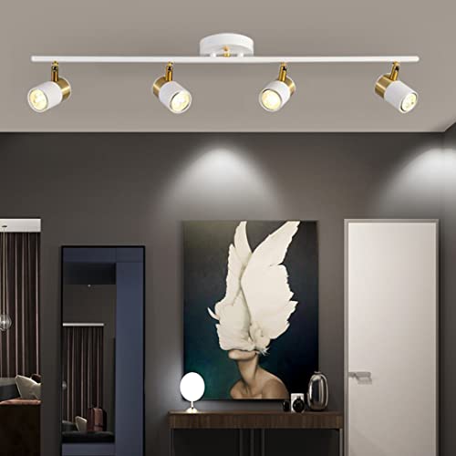 Kit d'éclairage sur rail réglable blanc avec 4 ampoules LED GU10