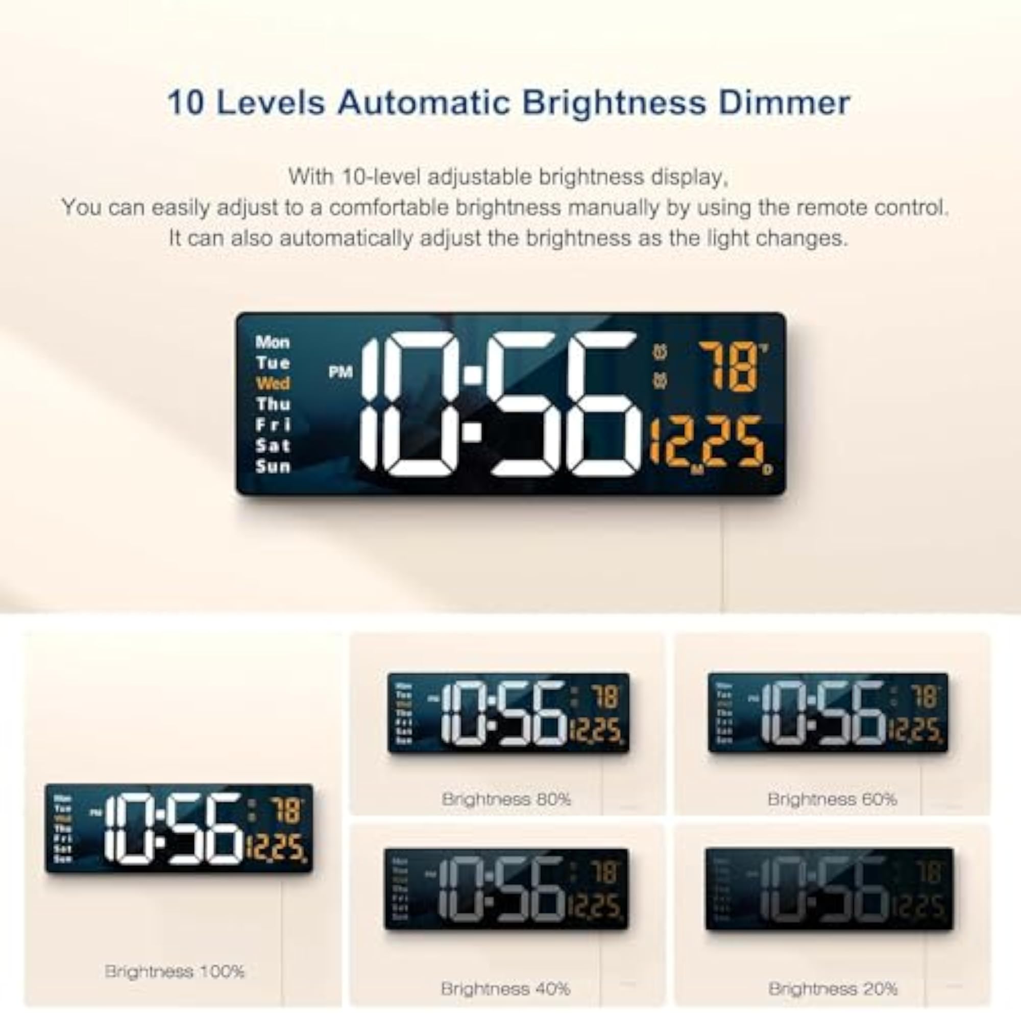 Digital Wall Clock with Remote Control