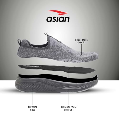 Image of ASIAN Wonderwalk Pro-21 Men's Walking Shoes | Lightweight Slip-On Sneakers with Arch Support | Memory Foam Soft Cushion Insole, Breathable & Flexible Shoes for Gym, Travel & Walk