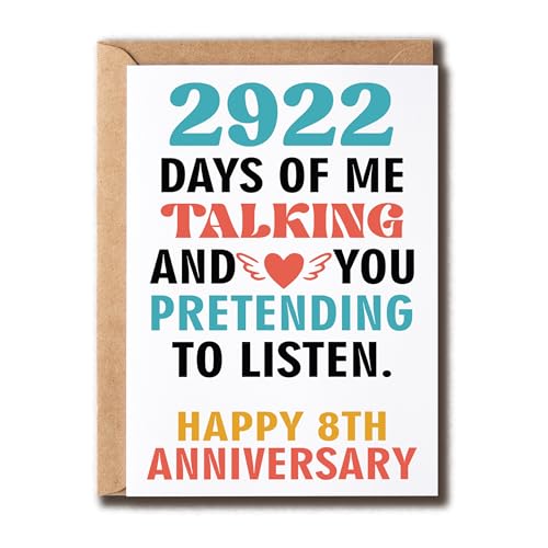 KoKi9xxGifts 2922 Days Of Me Talking - 8th Anniversary Card - 8th Wedding Greeting - }`bNȋLO - ̂߂̗zCȃJ[h - j