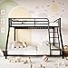 Metal Twin Over Full Size Bunk Bed for Adults & Kids,Twin Over Full Bunk Beds, Low Profile Bunkbeds with Length Guardrail and Ladder, No Box Spring Needed,Space Saving,Black