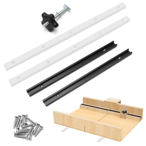 Catcan Crosscut Sled Kit for Table Saw Sled Runners Kit with 2 Aluminum T-Track, 2 UHMW Miter Bars for Table Saw, Knob and Screws