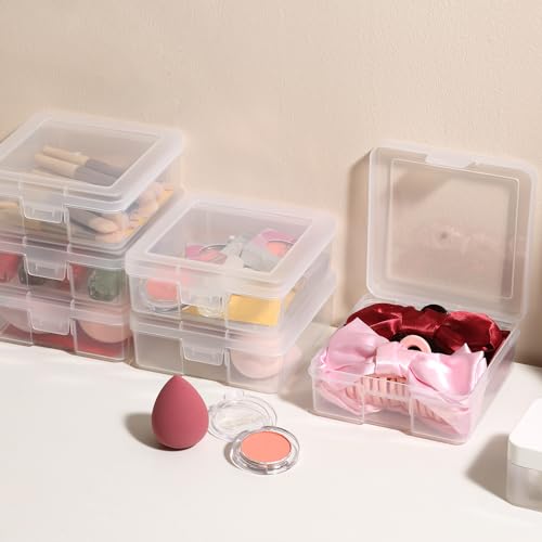Image of 12 Pack Small Clear Plastic Storage Boxes with Lids, Craft Jewelry Life Item Organizer for Puzzles, Pens, Rings, Needle and Thread, Nail Polish, Remote Controls