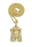 For Hip Hop Lil Yachty Jesus Pendant 24' Rope Chain 14k Gold Plated Model-SRT-522