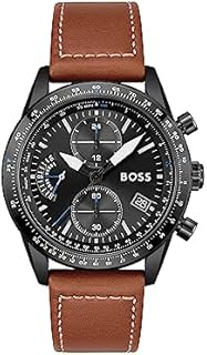 BOSS Chronograph Quarz Uhr für Herren mit Hell-Braunes Lederarmband - 1513851