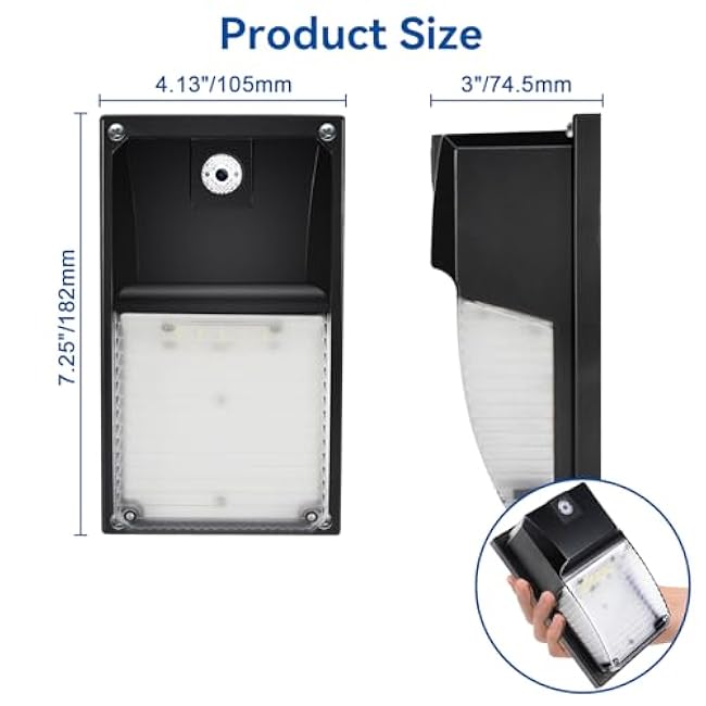 18W LED Wall Pack Light with Photocell Sensor, Dusk to Dawn Outdoor Lighting, 1980LM 5000K Daylight, IP65 Waterproof, 60-100W HID/HPS Equivalent-2 Pack