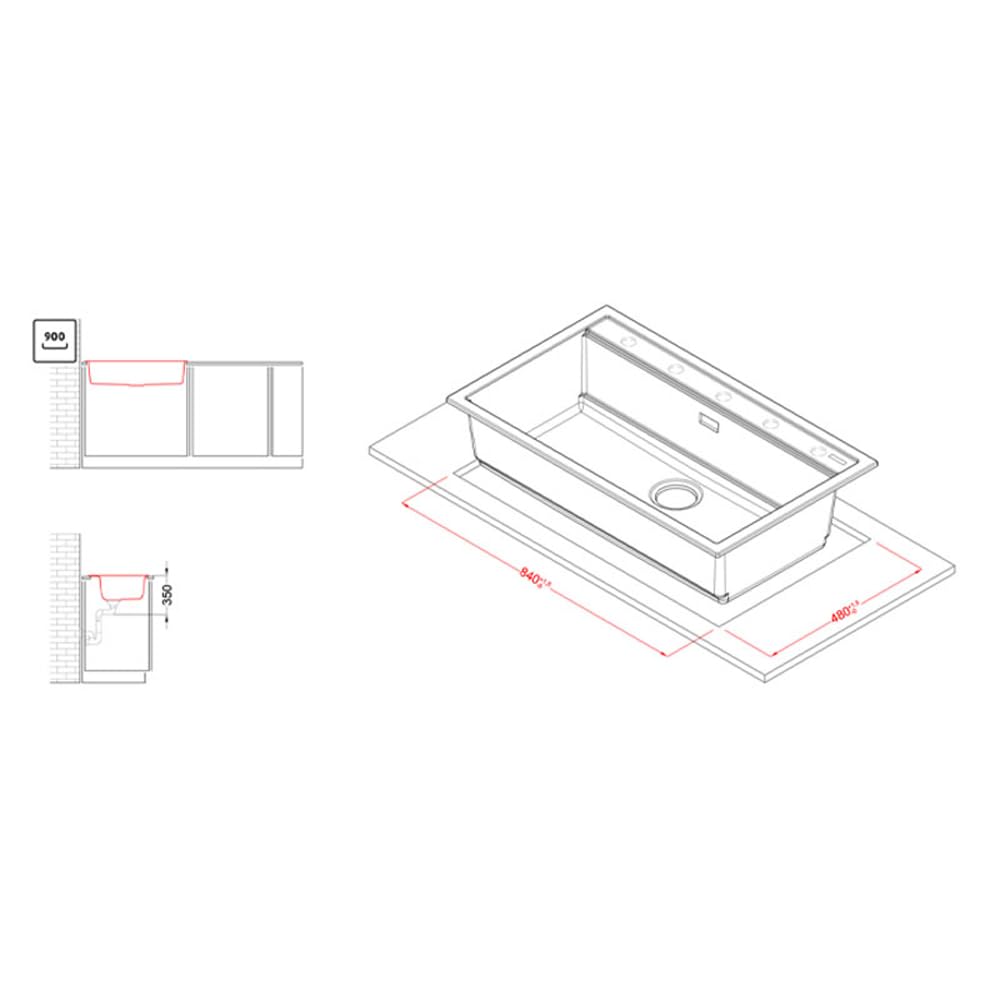 Elleci Lavello Incasso Best Workstation 360 1 Vasca 86x51 Avena Granitek LGB36051
