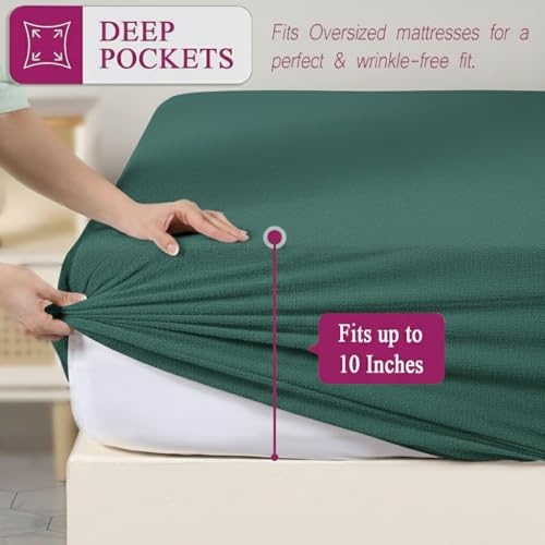 Image of Trance Cotton Feel Terry Ultra Soft Waterproof Mattress Protector | Breathable - Hypoallergenic Mattresses Cover (75x72 inch | 6.25x6 feet, Teal - Pack of 1)