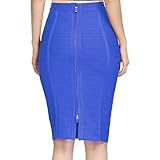 Nayssi Women's High Waist Knee Length Stripe Bandage Pencil Skirt (X-Large, Blue)