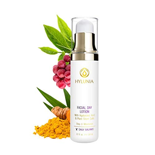 Hylunia - Loción facial de día 17 fl oz Antienvejecimiento para arrugas con manteca de karité suero de ácido hialurónico zinc Hidratante vegano