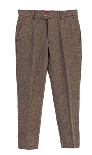 Gioberti Boy's 2 Piece Tweed Plaid Vest And Pants Set, Barleycorn Brown, Size 12 #TOP3