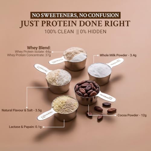 Image of TrueBasics Clean Whey Protein Powder Blend, Salted Dark Chocolate, 1kg