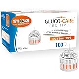 GLUCO-CARE Plus Pen Tips 32G x 6mm, Universal Fit, Comfort Design, 100/bx, Extra Thin-Wall Technology for Optimal Flow and Fast Delivery