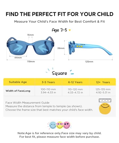 Image of SMILEYWORLD Kids Sunglasses Polarized UV400 Protection for Boys Girls Flexible Unbreakable Lightweight Shatter-Resistant