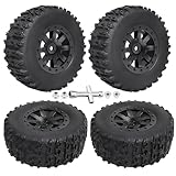FriHobby Pre-Glued 1/10 RC Short Course Truck Tires and Wheels Set 12mm Hex for Traxxas Slash 4x4 BL-2S 2WD Redcat Blackout SC Losi SCT Team Associated SC10 HPI, with Foam Inserts (Type 1)
