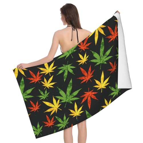 Bunte Blätter Strandhandtuch Schnell Trocknendes Microfaser Handtücher Saugfähig Picknickdecke Für Strand Reise Pool