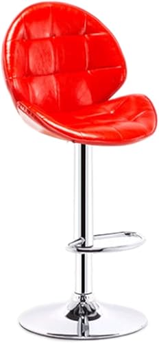 ORTOLY Taburetes de bar modernos de piel sintética ajustable, giratorios, sin brazos, hidráulica, para mostrador de cocina, silla de bar (color rojo)