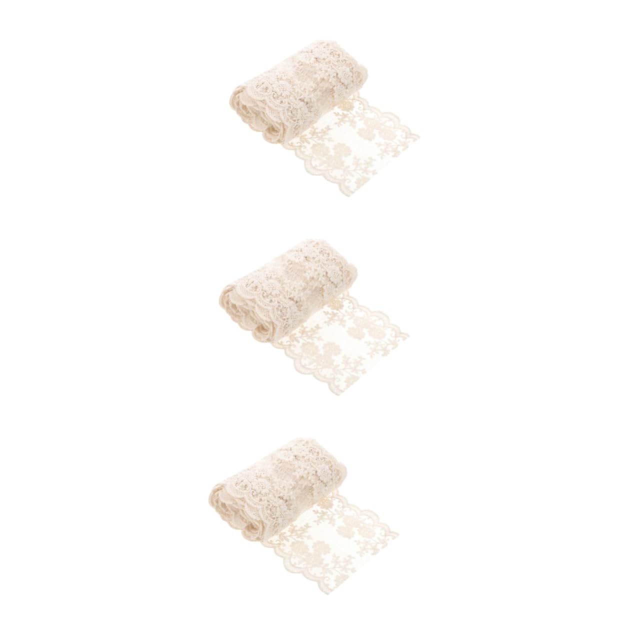 STOBOK 3rollos Encaje Sin Elastano De Metros Para Manualidades Adorno Elegante Para Ropa y Accesorios De Boda Para Decorar Vestidos y Accesorios De Costura