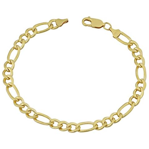 Kooljewelry 14k Yellow Gold Filled Men's Solid 6 mm High Polish Figaro Link Bracelet (8.5 inch) Cover