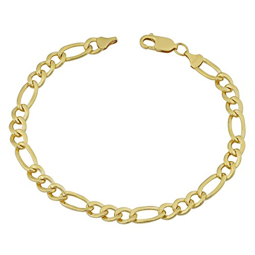 Kooljewelry 14k Yellow Gold Filled Men's Solid 6 mm High Polish Figaro Link Bracelet (8.5 inch)