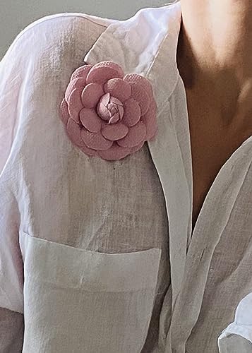Image of Dainity Camellia Flower Brooch Pin for Women - Elegant Statement Pin for Coat, Scarf, Dress, Hat, Bag - Stylish Chic Accessory Gift for Her