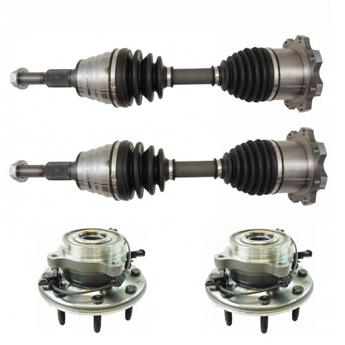 TRQ Front Driver & Passenger Side Drivetrain Kit CV Axle Shaft Assembly Wheel Hub Bearing Assembly Compatible with 11-14 Chevrolet GMC