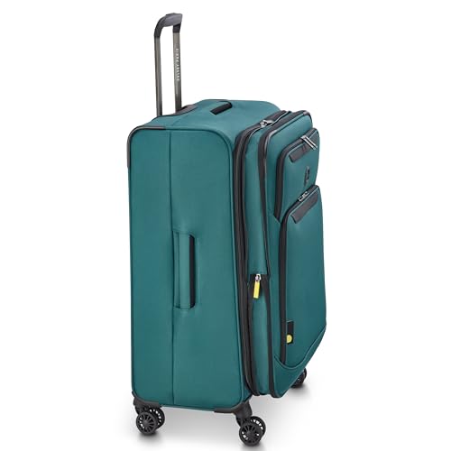 Image of DELSEY PARIS Sky Max 3.0 Checked Suitcase 24 Inch, Lightweight Softside Expandable Luggage, Spinner Wheels, Soft Touch Handle, Teal Blue