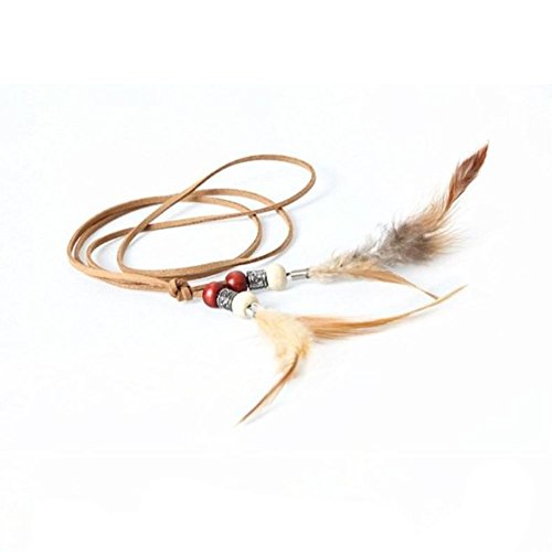 Fashion Indian Exotic Boho Vacation Feather Leather Headband Hair Band Belt