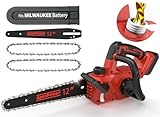 12 Inch Brushless Electric Chainsaw Cordless, for Milwaukee M18 Battery, 44.3 FT/S Powerful Cutting, Auto Oiler, Low Kickback Power Chain Saws, Battery Powered Chainsaw for Trees Trimming Wood Cutting
