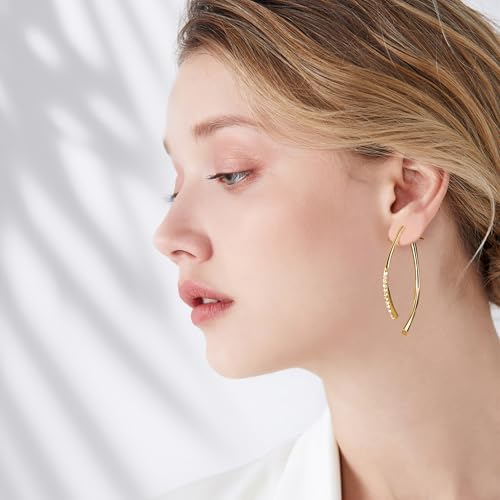 14K Gold Dangle Earrings - Elegant Long Drop Earrings for Women4