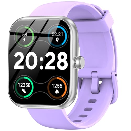 Smart Watch with Alexa, 1.83' HD Fitness Tracker, Message Notifications, IP68 Waterproof, 120+ Sport Modes, 24/7 Heart Rate & Sleep Monitor, Long Battery Life, Compatible with iPhone Android(Purple)
