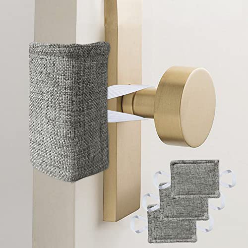 Image of Door Silencer Door Latch Covers Padded Cushion Quiet Closer Door Lock Cover for Baby Newborn Nursery/Light Sleeper Noise Reduce - 4 x 3 Inches, Dark Grey, 3 Pieces