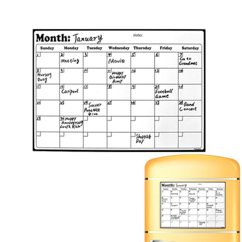 Calendrier de réfrigérateur effaçable à sec | Calendrier magnétique de 42 x 30 cm pour la maison, la famille, la cuisine, les réunions, les magasins, les...