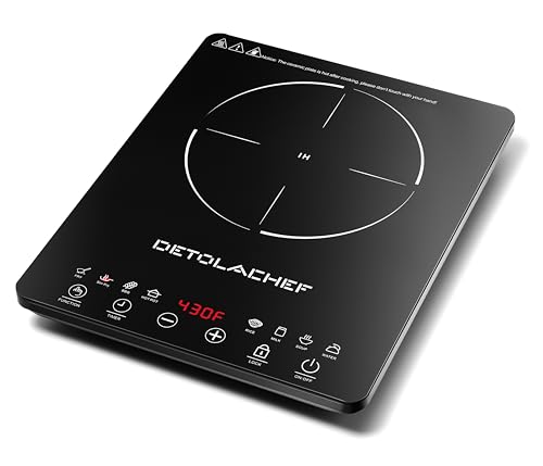 DETOLACHEF Portable Induction Cooktop, 1800W Induction Hot Plate Burner, 10