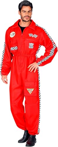 Widmann Rennfahrer Kostüm Overall Jumpsuit rot Anzug exklusiv (Herren Overall, Medium)