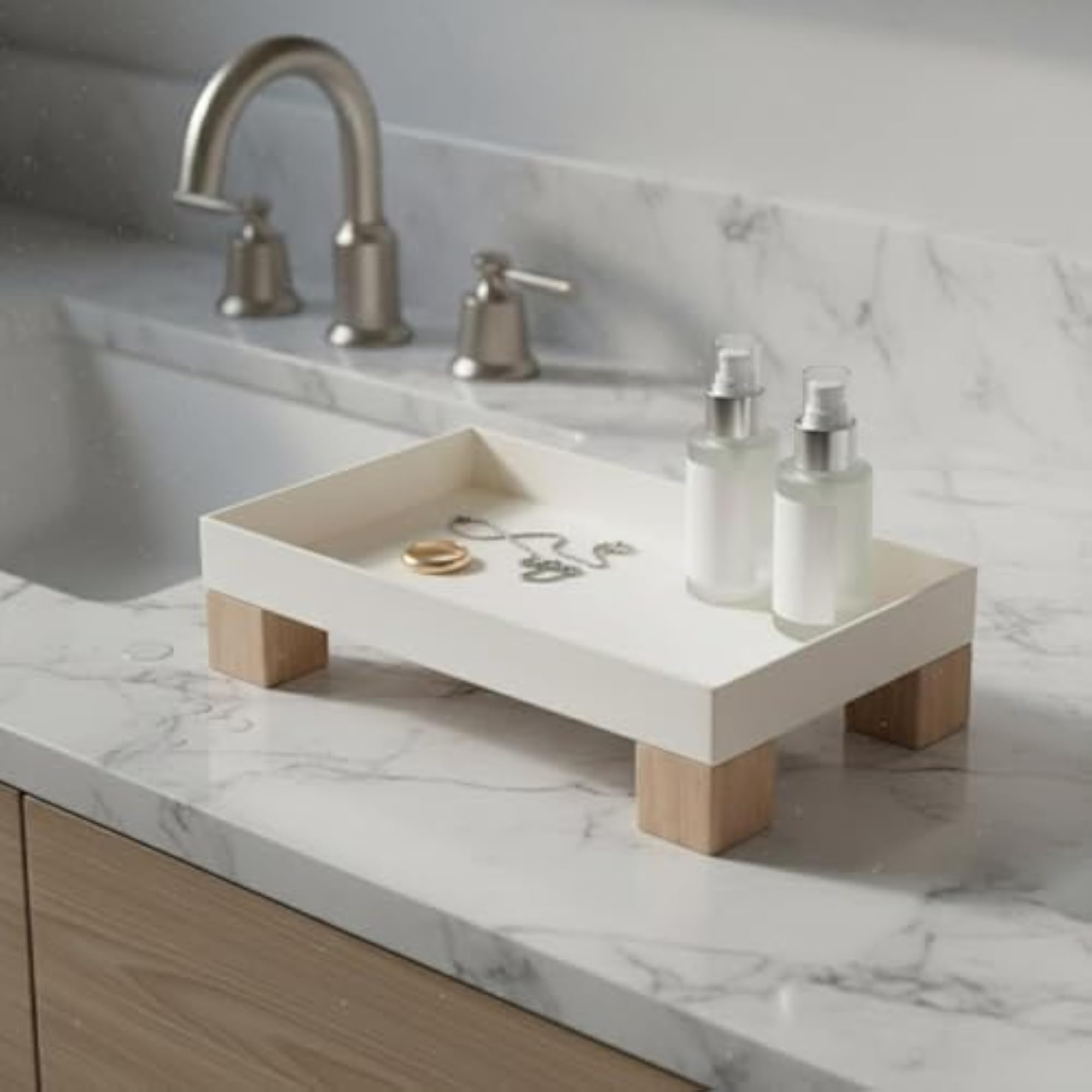 Decorative Wood Desktop Storage Box, Minimalist Square Design