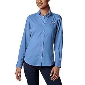 Columbia Women's Tamiami II Long Sleeve Shirt, White Cap(blue), X-Large