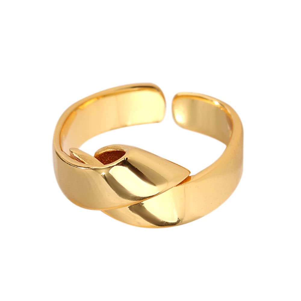 HGJH Ringe Silber, 925 Sterling Silber Golden Geknoteter Ring Glänzende Unregelmäßigkeit Verstellbare Ringe Natürlicher Edelstein Energie Charm Hochzeitsschmuck Geschenke Für Männer Damen