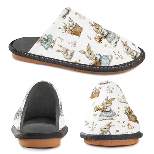 Rabbit Flower Grass P Fuzzy Slippers Soft Home Bedroom Slippers for Women Men House Shoes4