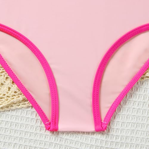 Image of Toddler Girl Swimsuit Candy Color One-Piece Swimwear Girls Color Block Bathing Suit Summer Bikini Set 1-6 Years