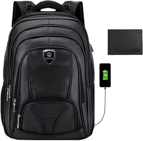 Mochila Masculina Couro Refor?ada Bolsa Notebook Imperme?vel Executiva com USB e carteira de couro leg?timo