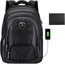 Mochila Masculina Couro Refor?ada Bolsa Notebook Imperme?vel Executiva com USB e carteira de couro leg?timo